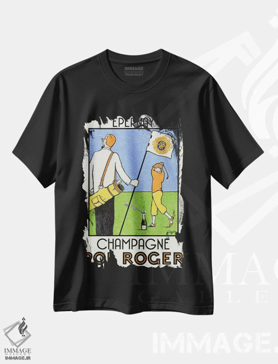 تیشرت مشکی طرح دار تمرین شامپاین، وینتیج و رترو اثر ژان-پی یر گو | فروشگاه ایماژ