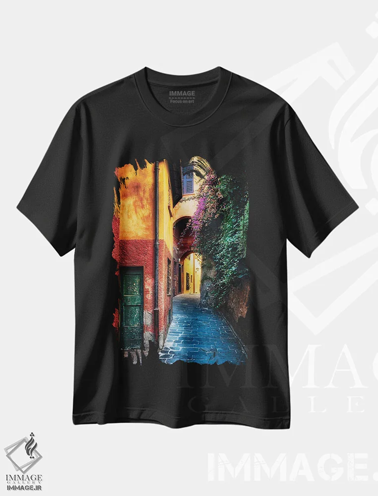تیشرت مشکی طرح دار آثار جورج اوزه - immage.ir