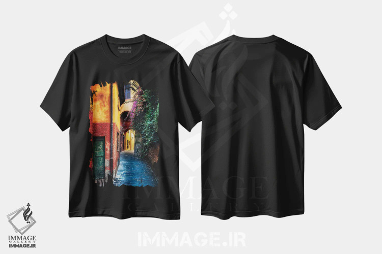 تیشرت مشکی طرح دار آثار جورج اوزه - immage.ir