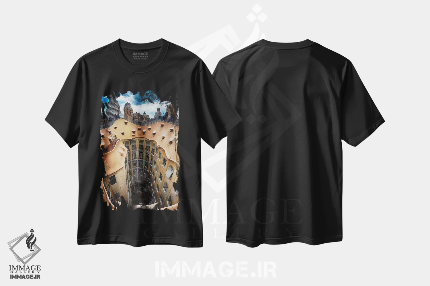 تیشرت مشکی طرح دار آثار جورج اوزه - immage.ir