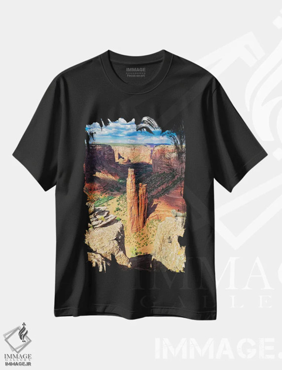 تیشرت مشکی طرح دار صخره اسپایدر در کانیون د شی، آریزونا، مدیوم اثر جورج اوزه | immage.ir