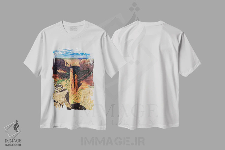 تیشرت سفید طرح دار صخره اسپایدر در کانیون د شی، آریزونا، مدیوم اثر جورج اوزه | فروشگاه ایماژ
