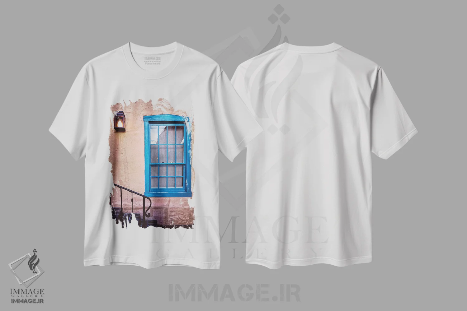 تیشرت سفید طرح دار پنجره آبی، سانتا فه، نیومکزیکو، مدیوم اثر جورج اوزه | immage.ir