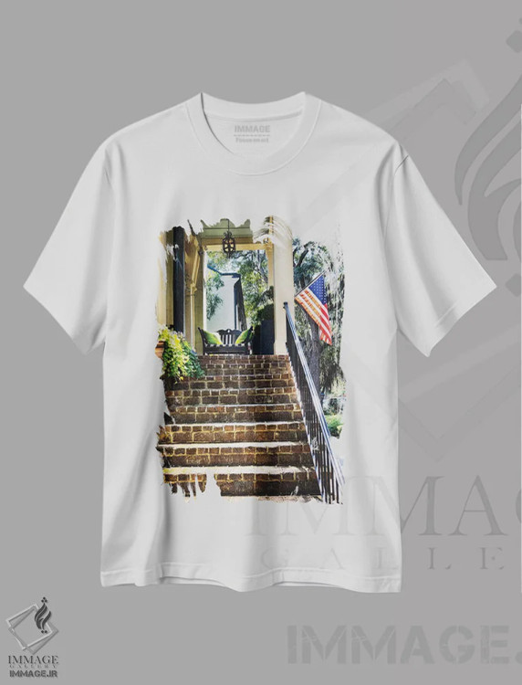 تیشرت سفید طرح دار آرامش جنوب، مدیوم اثر جورج اوزه | immage.ir