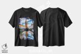 تیشرت مشکی طرح دار صحنه آرام در بروژ، مدیوم اثر جورج اوزه | فروشگاه ایماژ