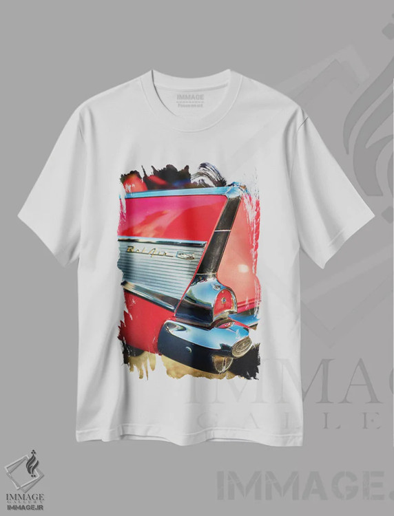 تیشرت سفید طرح دار بالچه عقب شورلت بل ایر، مدیوم اثر جورج اوزه | فروشگاه ایماژ