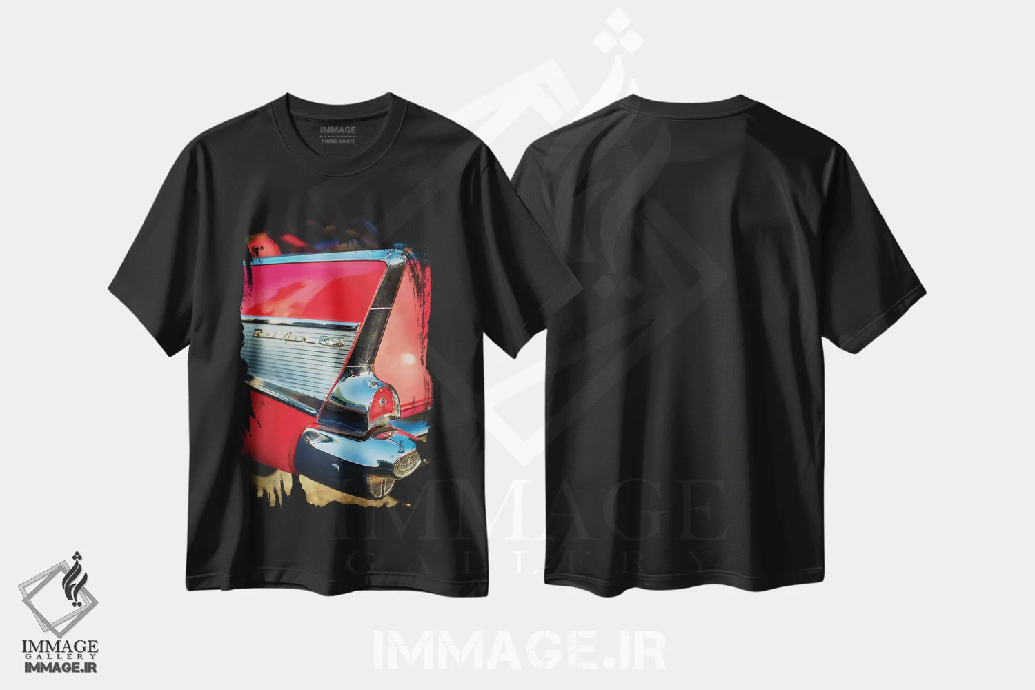 تیشرت مشکی طرح دار بالچه عقب شورلت بل ایر، مدیوم اثر جورج اوزه | immage.ir
