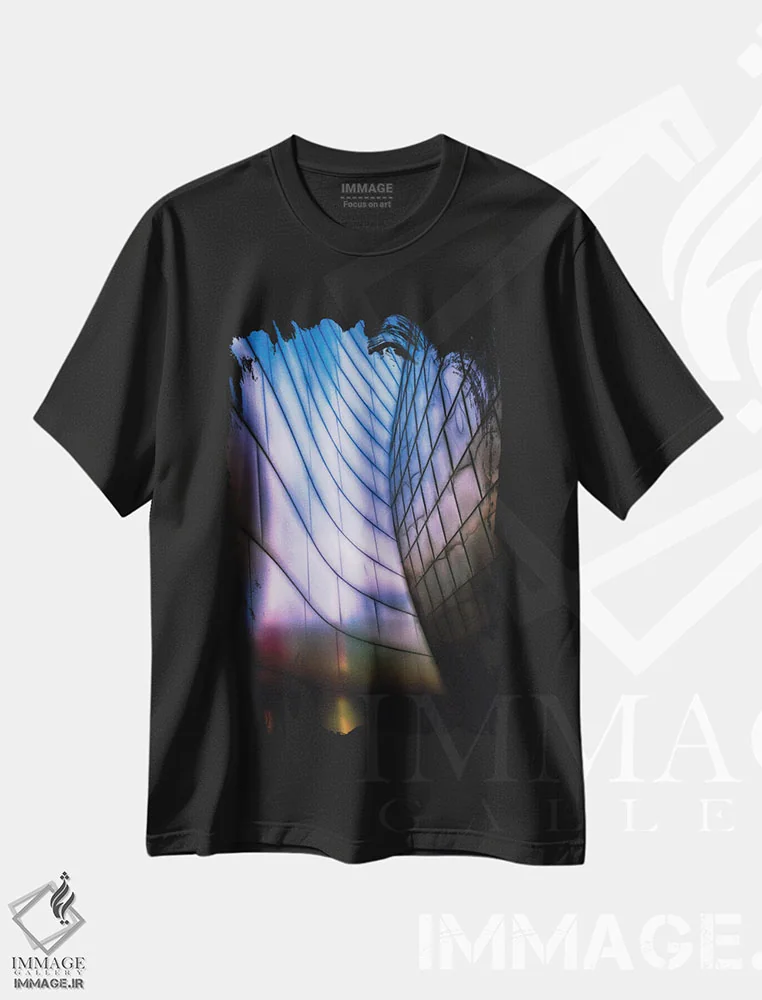 تیشرت مشکی طرح دار کلانشهر آبی، مدیوم اثر جورج اوزه | فروشگاه ایماژ