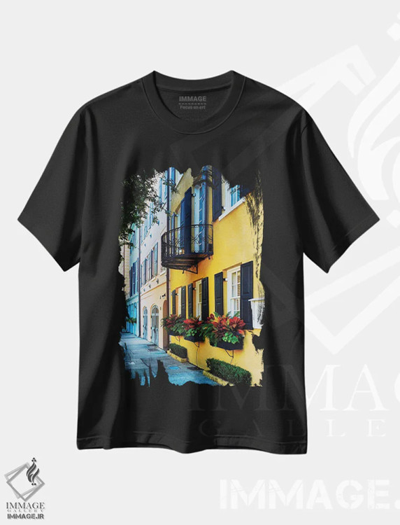 تیشرت مشکی طرح دار رینبو رو IV، چارلستون، مدیوم اثر جورج اوزه | فروشگاه ایماژ