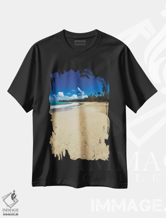 تیشرت مشکی طرح دار ساحل لوکیو، پورتوریکو، مدیوم اثر جورج اوزه | immage.ir