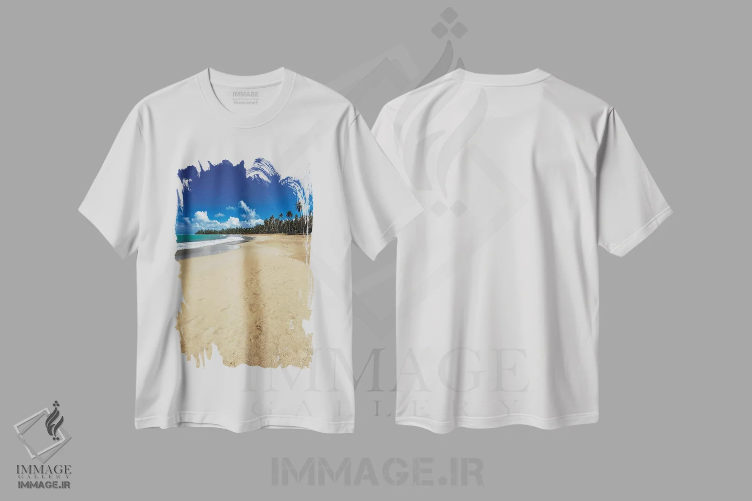 تیشرت سفید طرح دار ساحل لوکیو، پورتوریکو، مدیوم اثر جورج اوزه | فروشگاه ایماژ