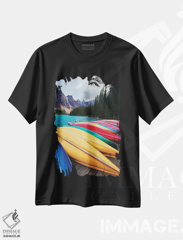 تیشرت مشکی طرح دار آثار جورج اوزه - immage.ir