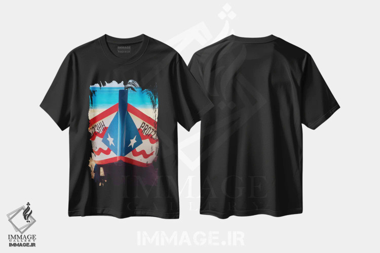 تیشرت مشکی طرح دار کلوزآپ قایق ماهیگیری پورتوریکویی، مدیوم اثر جورج اوزه | فروشگاه ایماژ