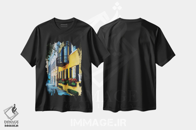 تیشرت مشکی طرح دار رینبو رو IV، چارلستون، مدیوم اثر جورج اوزه | فروشگاه ایماژ