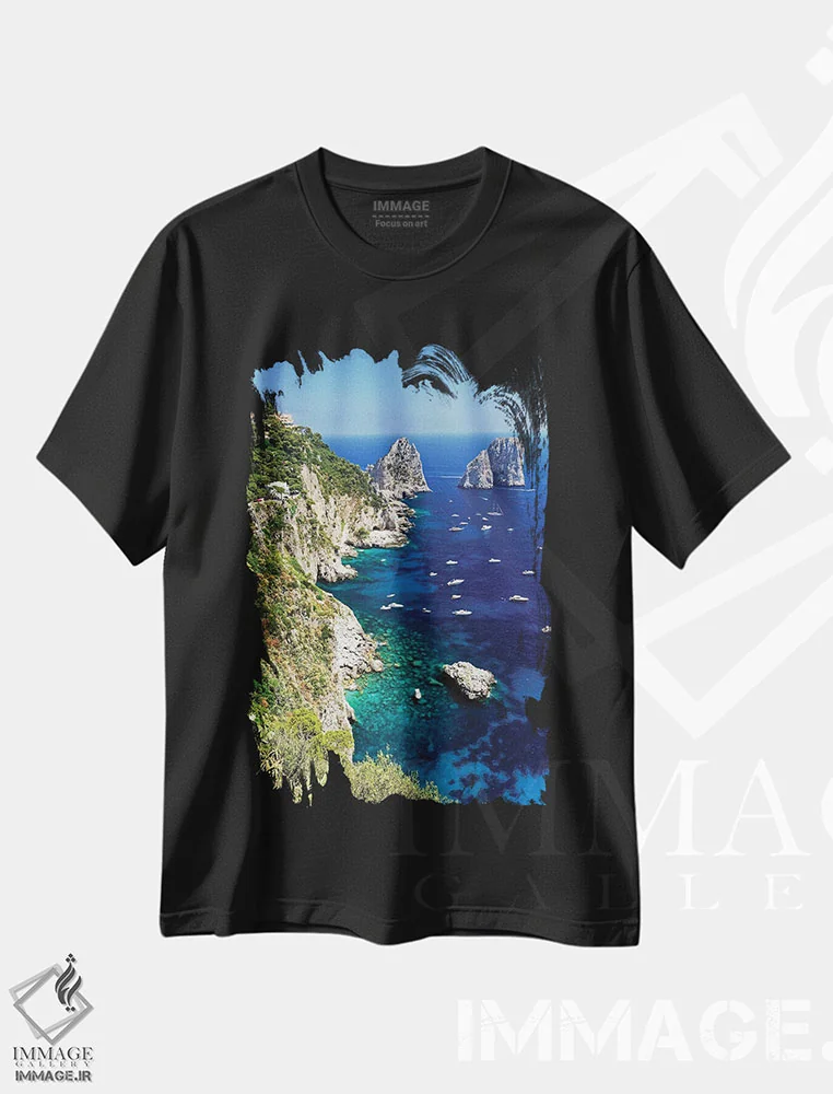 تیشرت مشکی طرح دار آثار جورج اوزه - immage.ir