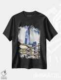 تیشرت مشکی طرح دار هادسون یارد با وسل، منهتن، نیویورک، مدیوم اثر جورج اوزه | فروشگاه ایماژ