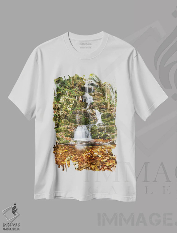 تیشرت سفید طرح دار آبشار باترمیلک، نیوجرسی، مدیوم اثر جورج اوزه | فروشگاه ایماژ