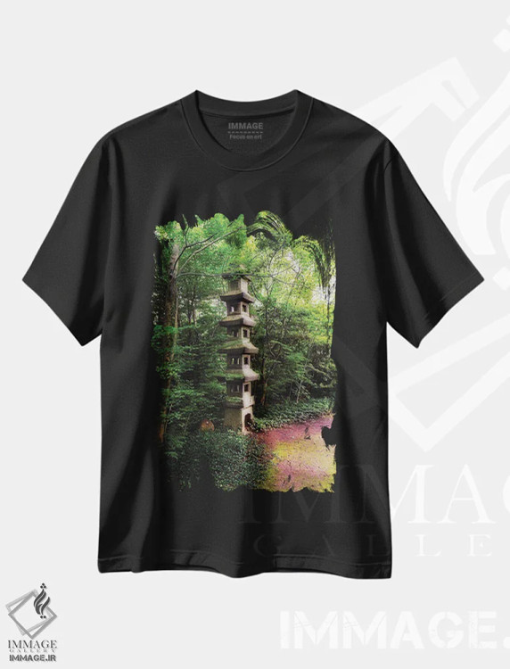 تیشرت مشکی طرح دار مسیر باغ برای مراقبه، تزئینی اثر جورج اوزه | immage.ir
