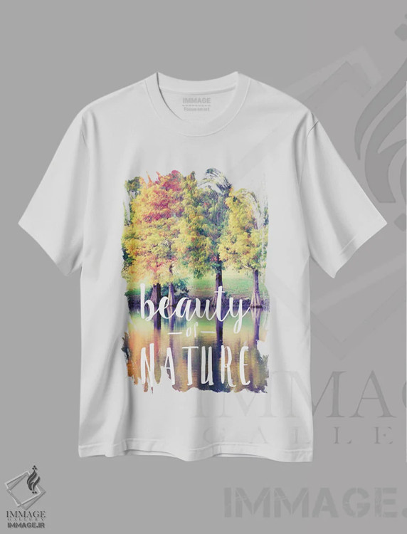 تیشرت سفید طرح دار زیبایی طبیعت، تایپوگرافی اثر گیل پک | فروشگاه ایماژ