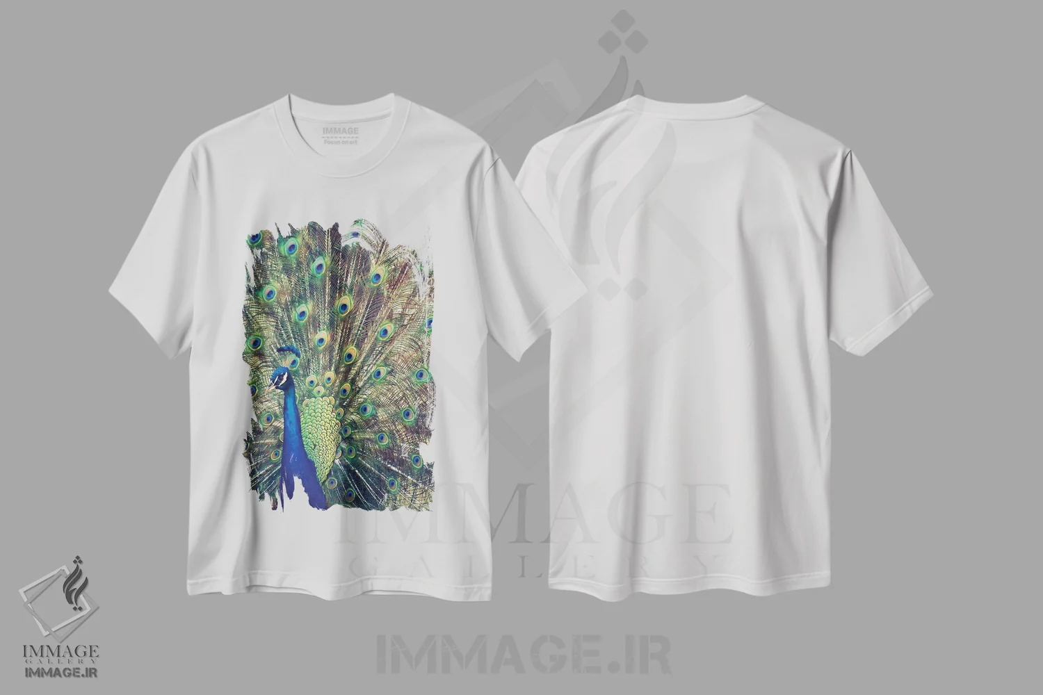 تیشرت سفید طرح دار آبی سلطنتی ۱، تزئینی اثر گیل پک | immage.ir