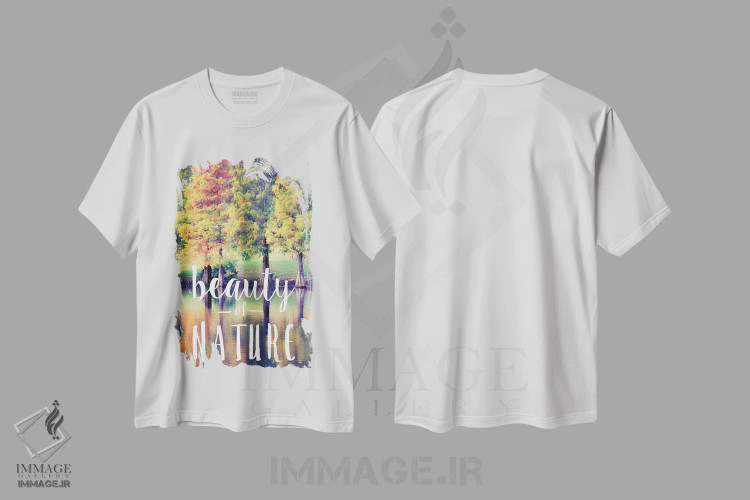تیشرت سفید طرح دار زیبایی طبیعت، تایپوگرافی اثر گیل پک | فروشگاه ایماژ