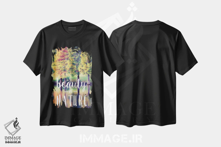 تیشرت مشکی طرح دار زیبایی طبیعت، تایپوگرافی اثر گیل پک | immage.ir