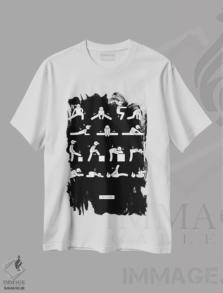 تیشرت سفید طرح دار تمرین ورزشی، هنر دیجیتال اثر گراف اینک | فروشگاه ایماژ