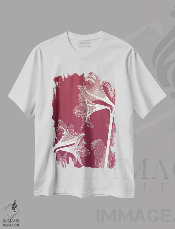 تیشرت سفید طرح دار گل های اشعه ایکس II، تزئینی اثر گراف اینک | فروشگاه ایماژ