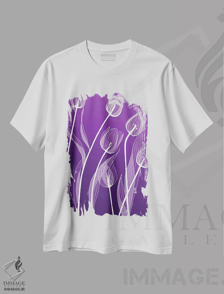 تیشرت سفید طرح دار گل های اشعه ایکس I، تزئینی اثر گراف اینک | immage.ir