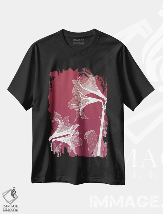 تیشرت مشکی طرح دار گل های اشعه ایکس II، تزئینی اثر گراف اینک | immage.ir