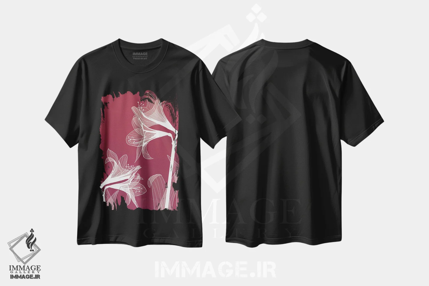 تیشرت مشکی طرح دار گل های اشعه ایکس II، تزئینی اثر گراف اینک | immage.ir