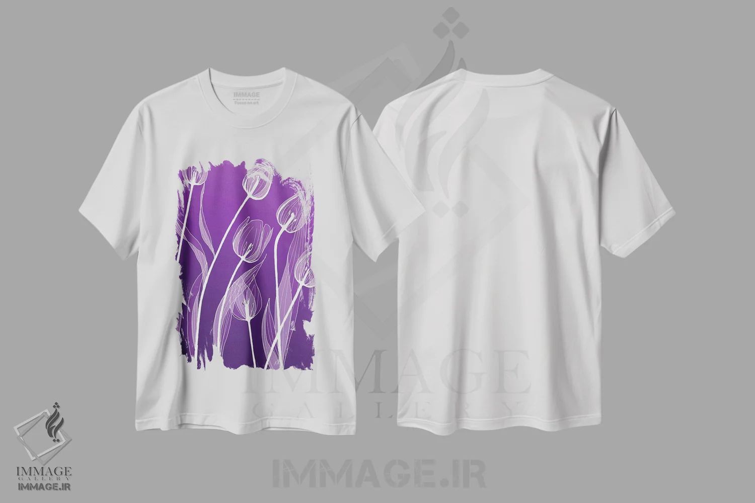 تیشرت سفید طرح دار گل های اشعه ایکس I، تزئینی اثر گراف اینک | immage.ir