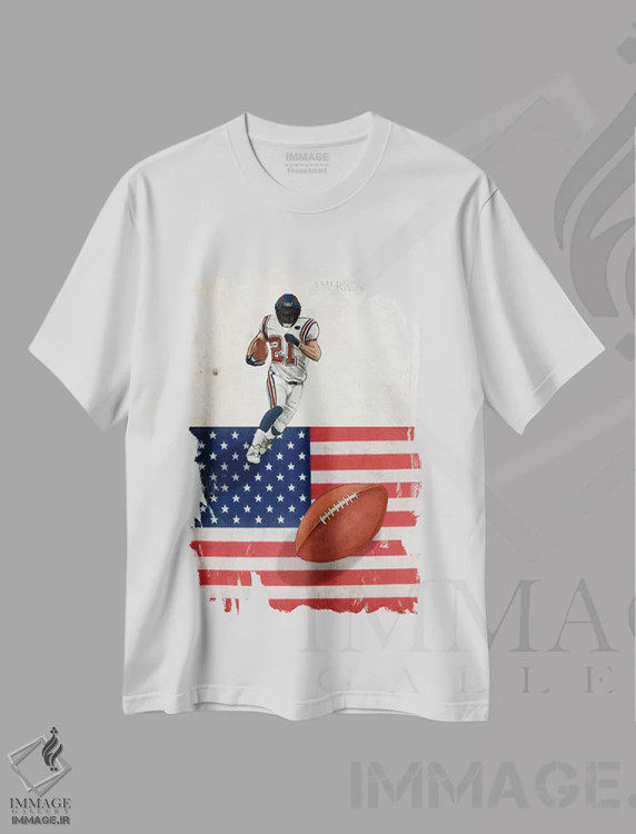 تیشرت سفید طرح دار ورزش های آمریکایی: فوتبال آمریکایی I، دکور آمریکایی اثر گراف اینک | immage.ir