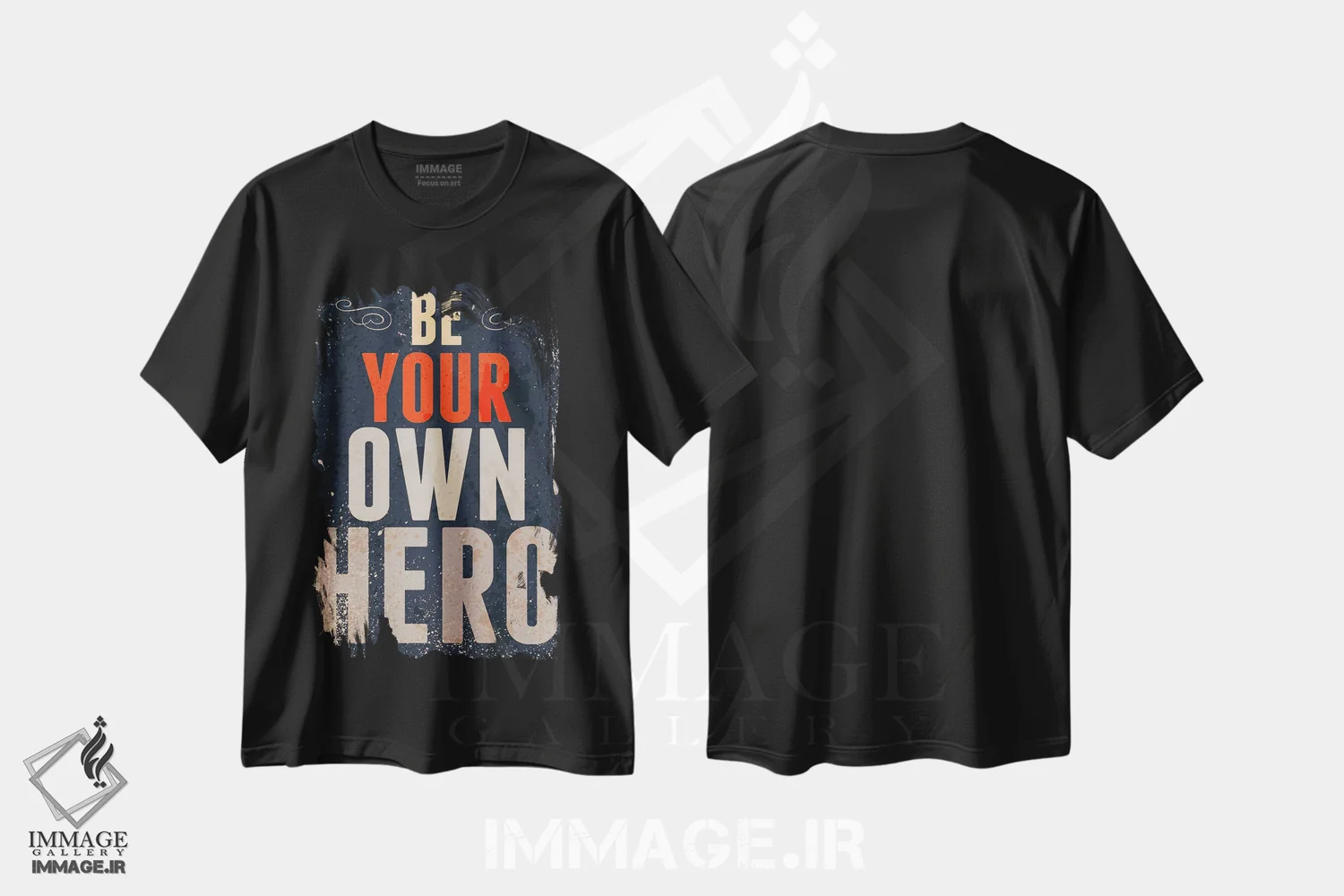 تیشرت مشکی طرح دار قهرمان خودت باش، تایپوگرافی اثر گراف اینک | immage.ir
