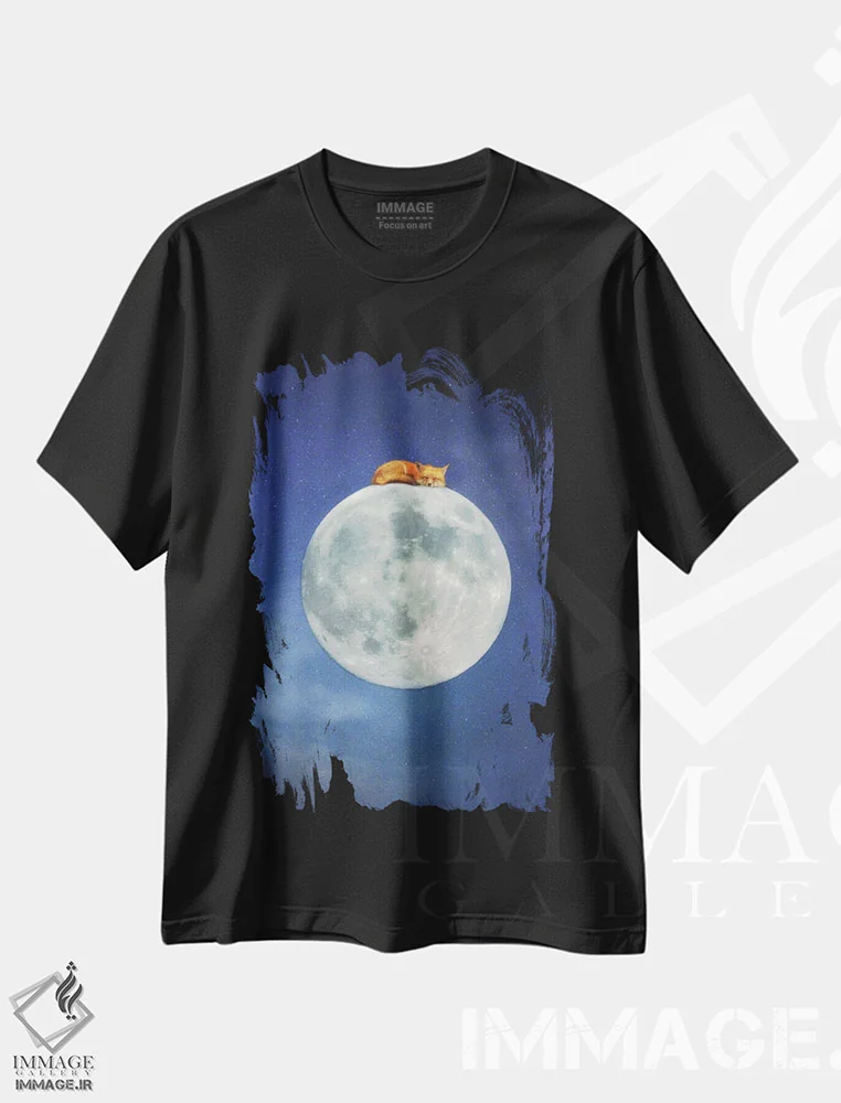 تیشرت مشکی طرح دار روباهی که روی ماه خوابیده است، عکاسی ترکیبی اثر کری ان گریپو-پایک | فروشگاه ایماژ