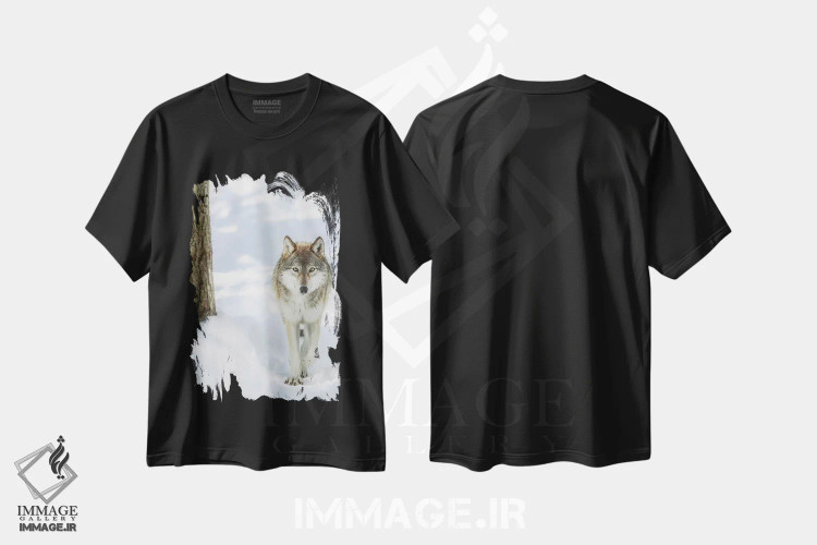 تیشرت مشکی طرح دار گرگ زمستانی، مدیوم اثر کری ان گریپو-پایک | فروشگاه ایماژ