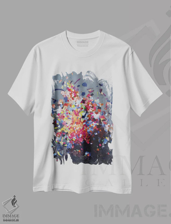 تیشرت سفید طرح دار برایت گل آرزو دارم VI، آبستره اثر گِزیـن پوستما | فروشگاه ایماژ