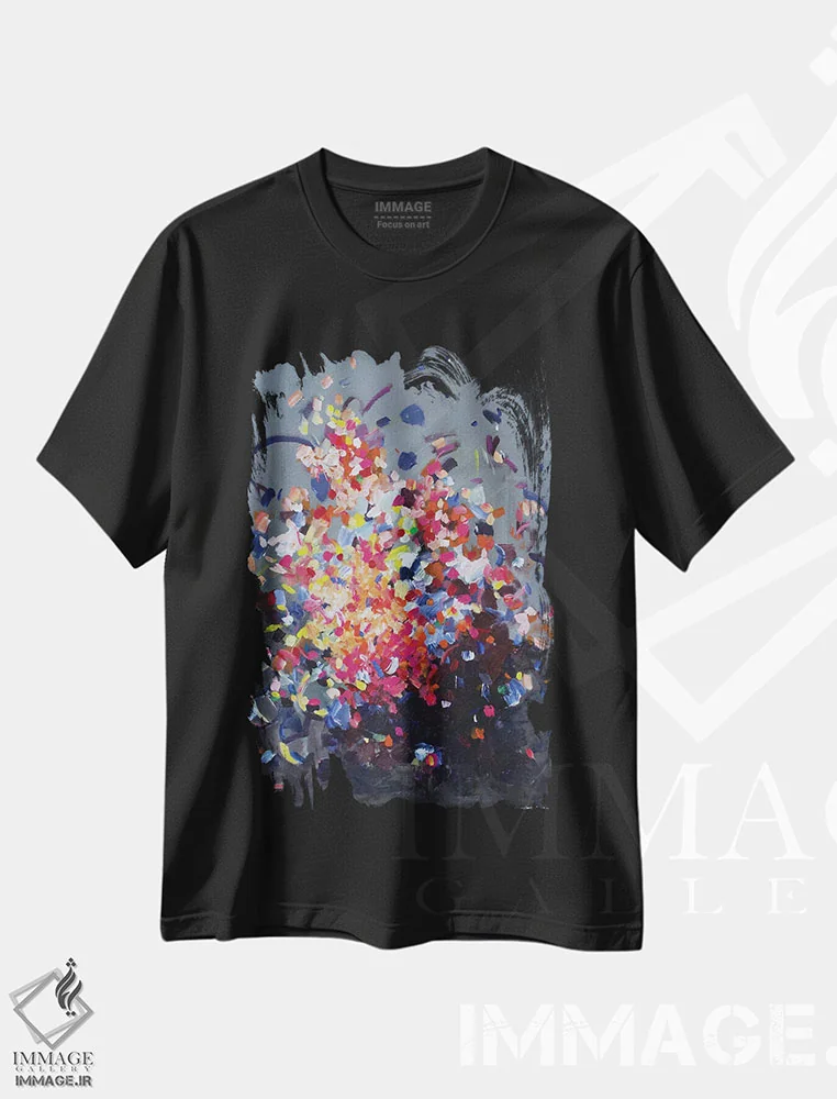 تیشرت مشکی طرح دار برایت گل آرزو دارم VI، آبستره اثر گِزیـن پوستما | immage.ir