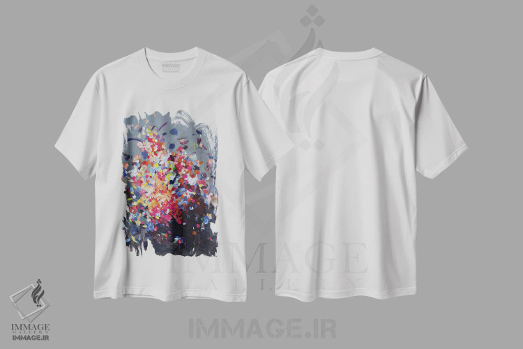 تیشرت سفید طرح دار برایت گل آرزو دارم VI، آبستره اثر گِزیـن پوستما | فروشگاه ایماژ