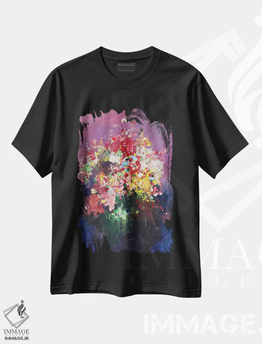 تیشرت مشکی طرح دار برایت گل آرزو دارم III، آبستره اثر گِزیـن پوستما | فروشگاه ایماژ