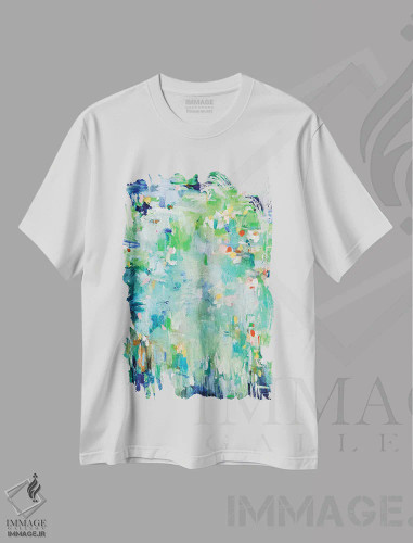 تیشرت سفید طرح دار دریای شیشه ای VI، آبستره اثر گِزیـن پوستما | فروشگاه ایماژ