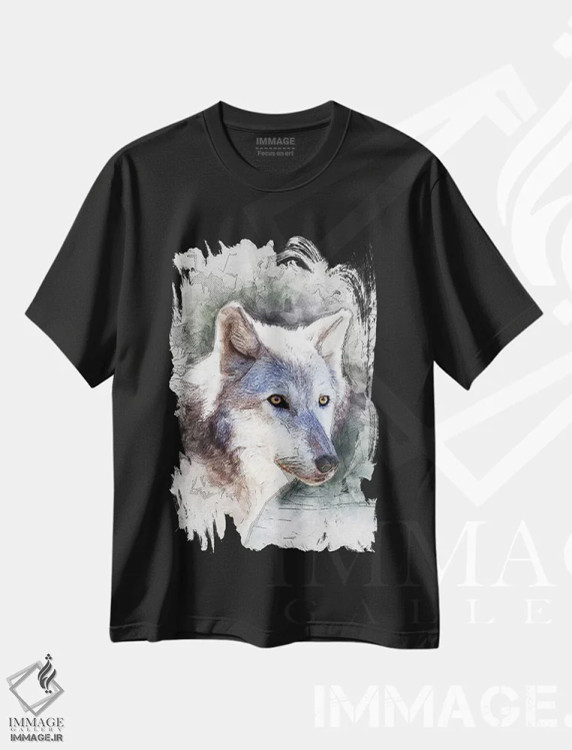 تیشرت مشکی طرح دار گرگ خاکستری، مدیوم اثر راب فرانسیس | immage.ir