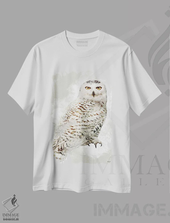 تیشرت سفید طرح دار جغد برفی، مدیوم اثر راب فرانسیس | immage.ir
