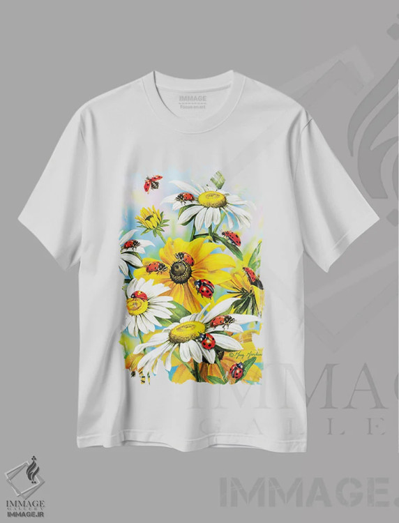 تیشرت سفید طرح دار کفشدوزک، مدیوم اثر گرگ جوردانو | فروشگاه ایماژ