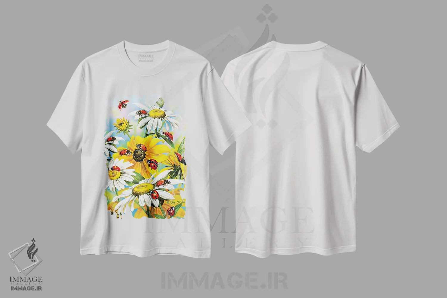 تیشرت سفید طرح دار کفشدوزک، مدیوم اثر گرگ جوردانو | فروشگاه ایماژ