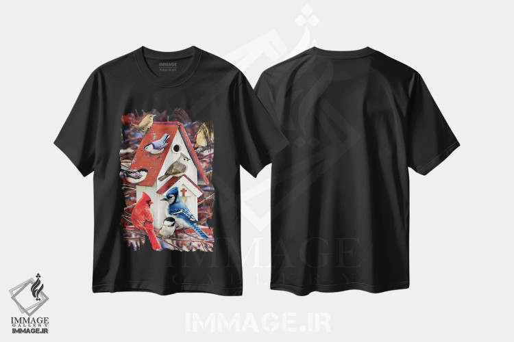 تیشرت مشکی طرح دار خانه پرندهٔ کلیسا، تزئینی اثر گرگ جوردانو | immage.ir