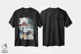 تیشرت مشکی طرح دار کامیون تعطیلات، دکور روستایی جشن دار اثر گرگ جوردانو | فروشگاه ایماژ
