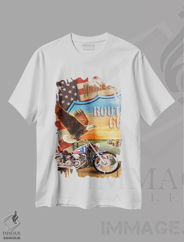 تیشرت سفید طرح دار عقاب وطن پرستانه، تزئینی اثر گرگ جوردانو | immage.ir