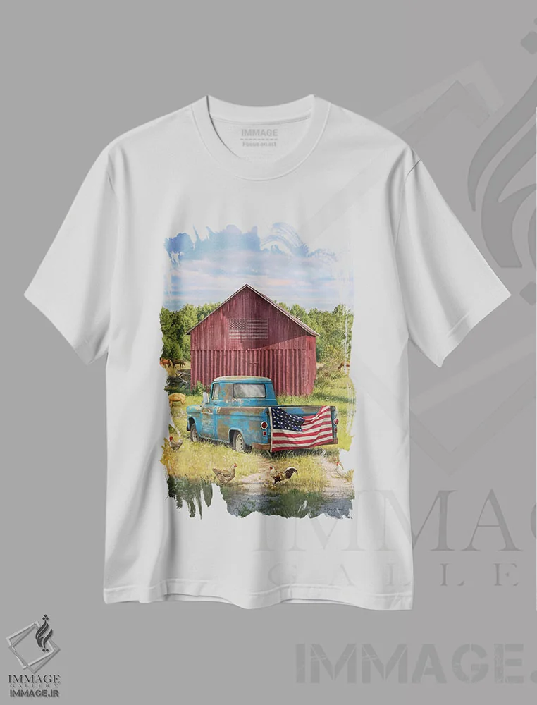 تیشرت سفید طرح دار مزرعه تابستانی، دکور روستایی اثر گرگ جوردانو | immage.ir