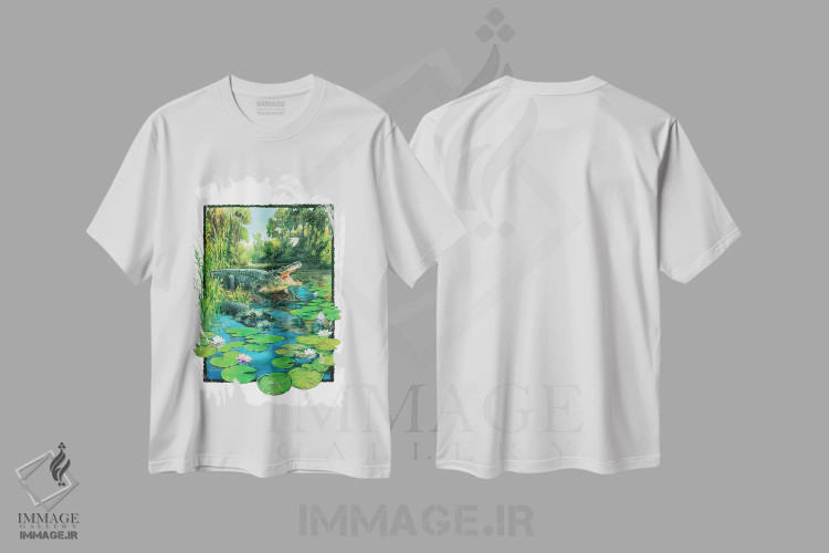 تیشرت سفید طرح دار تمساح، دکور کلبه و لژ اثر گرگ جوردانو | immage.ir